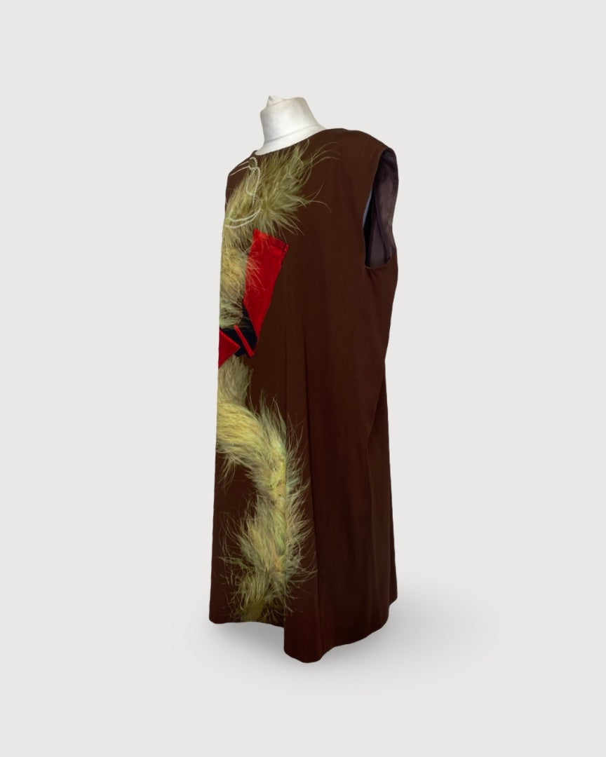 Brown / Yellow Dries Van Noten S/S Print Dress, 14