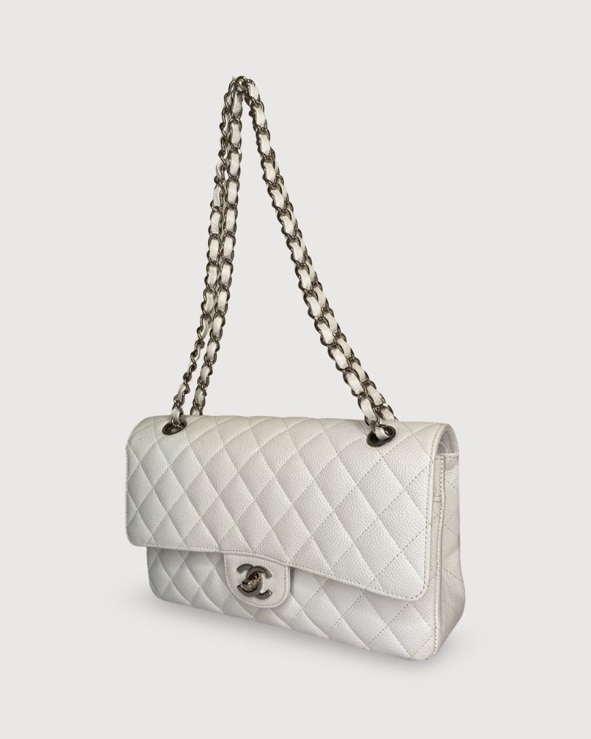 White Chanel Classic Flap