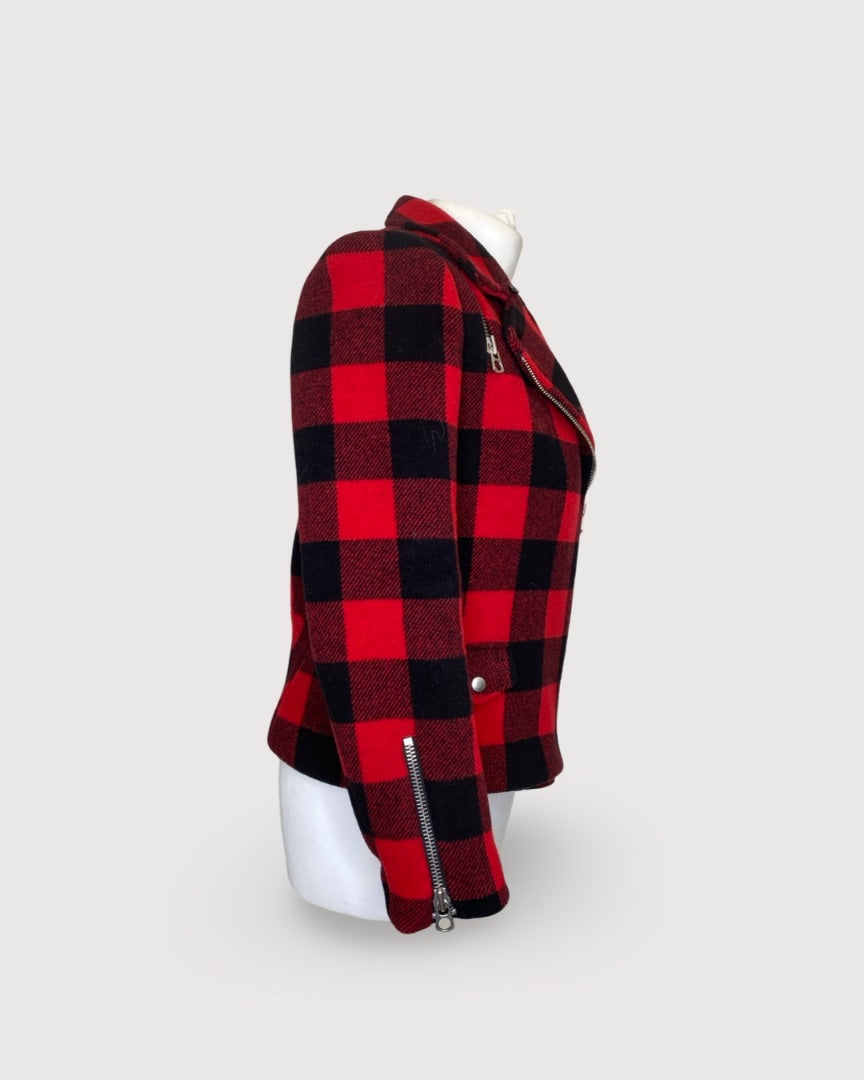 Red / Black Sandro Check Jacket, XS