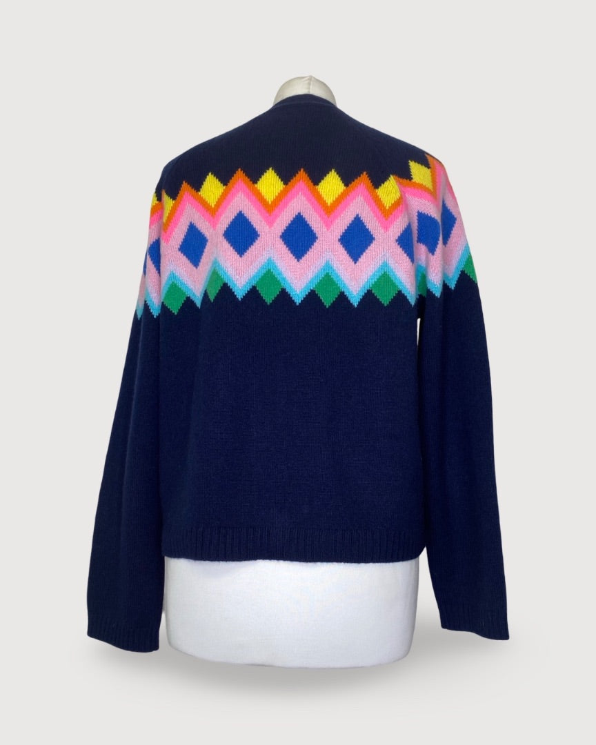 Navy/ Multi Jumper 1234 Cardigan, M