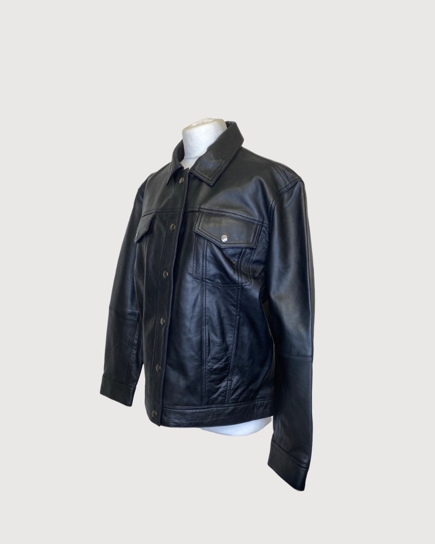 Black Urban Code Leather Jacket, 10