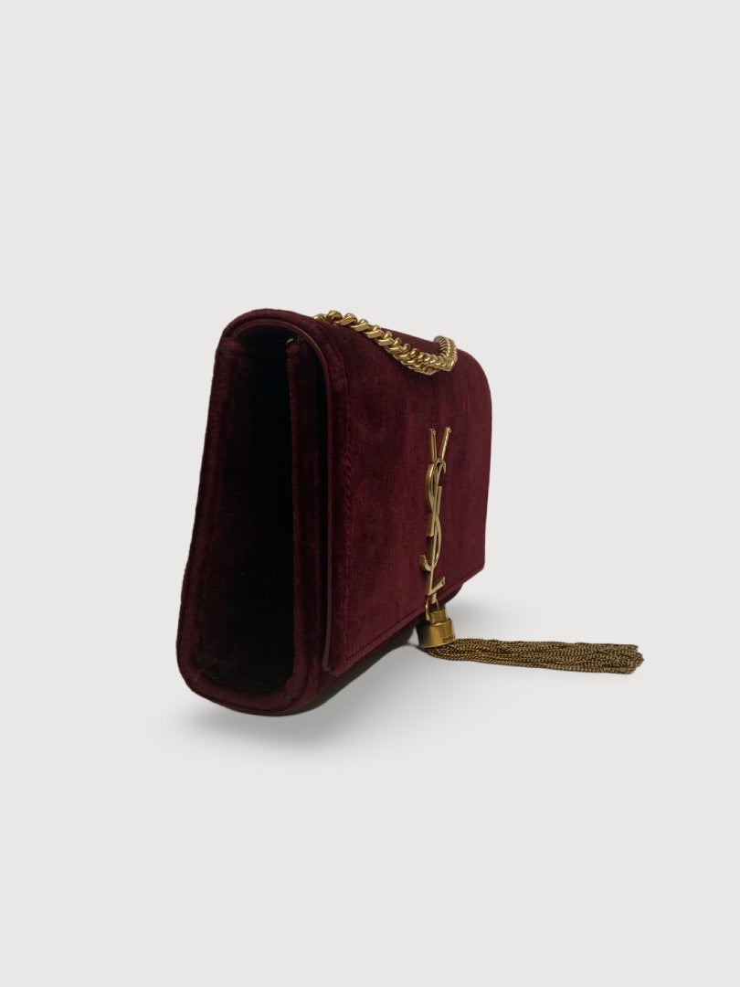 Burgundy YSL velvet Tassle Bag