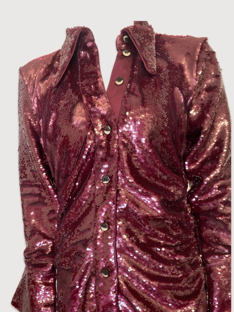 Burgundy ganni Sequin Dress, 38