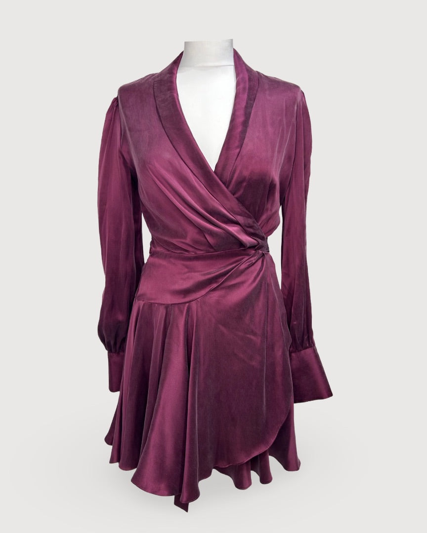 Plum Zimmerman Wrap Dress, S