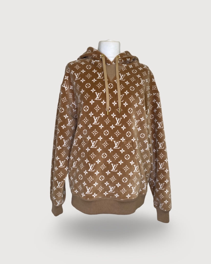 Camel/ Cream Louis Vuitton Monogram Toweling Hoodie, XS