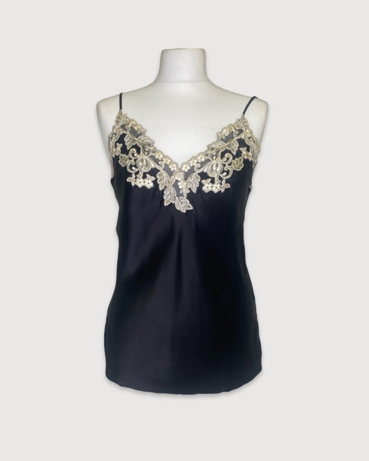 Black/ White LA PERLA Lace Trim Camisole, S