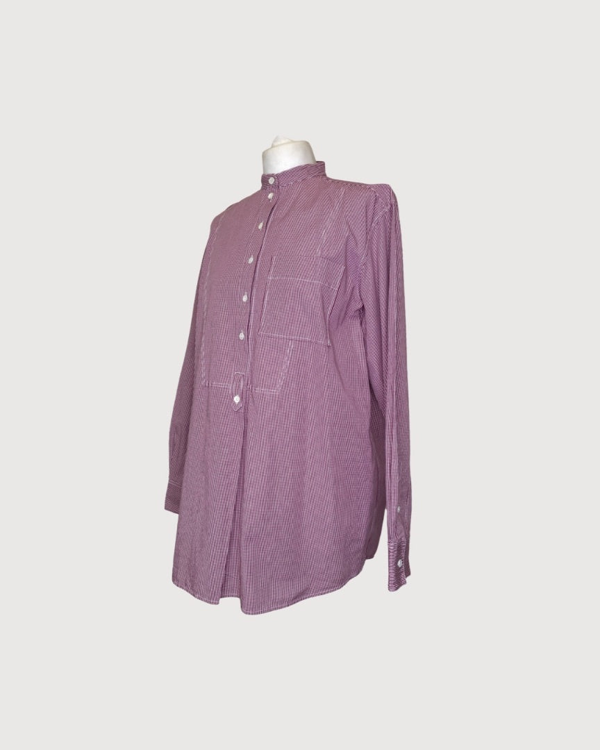 Red / White Celine L/S Check Shirt, 12