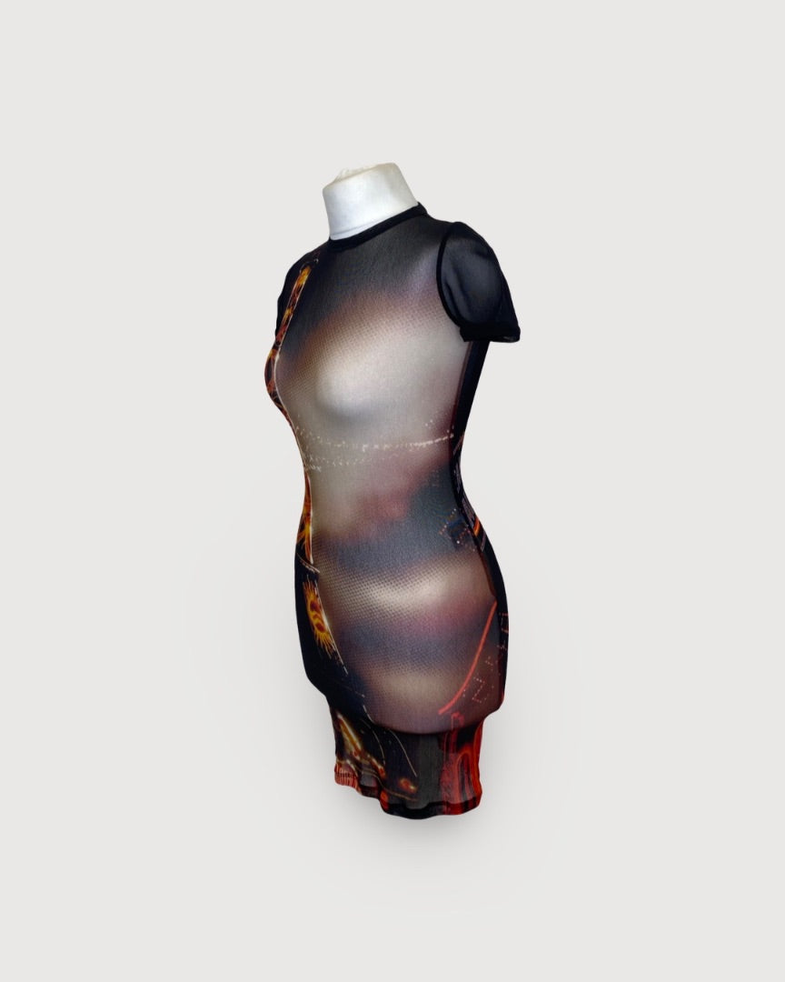 Black / Orange Jean Paul Gaultier Dress, XS