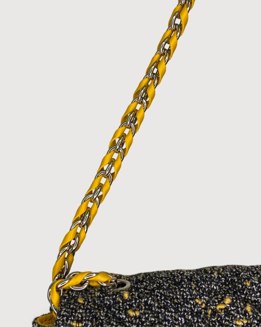 Salvatore Ferragamo Quilted Tweed Gelly Shoulder Bag Grey