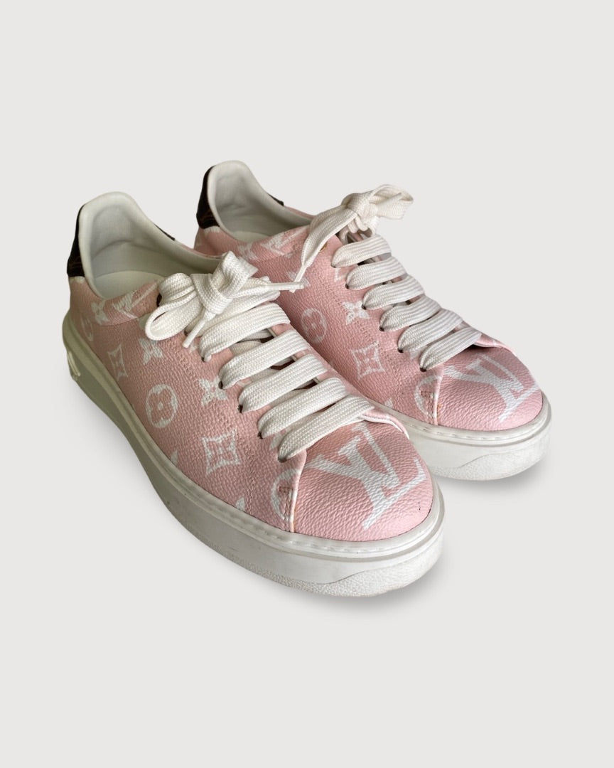 Pink/ White Louis Vuitton Time Out MonogramTrainers, 5