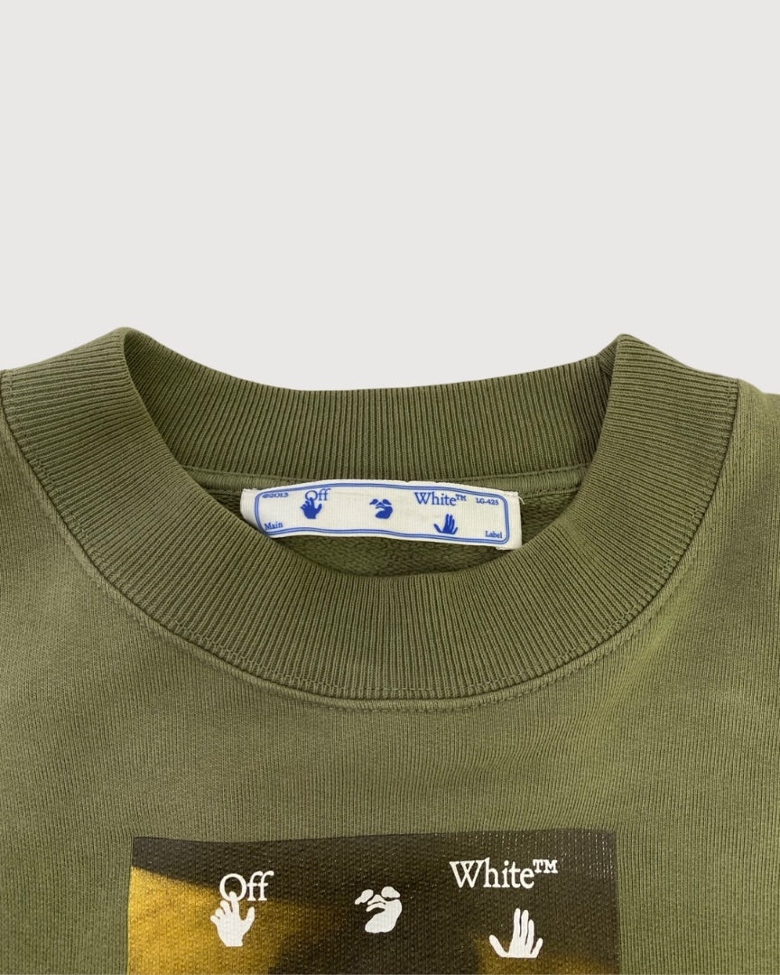 Off White Print Sweatshirt Green M