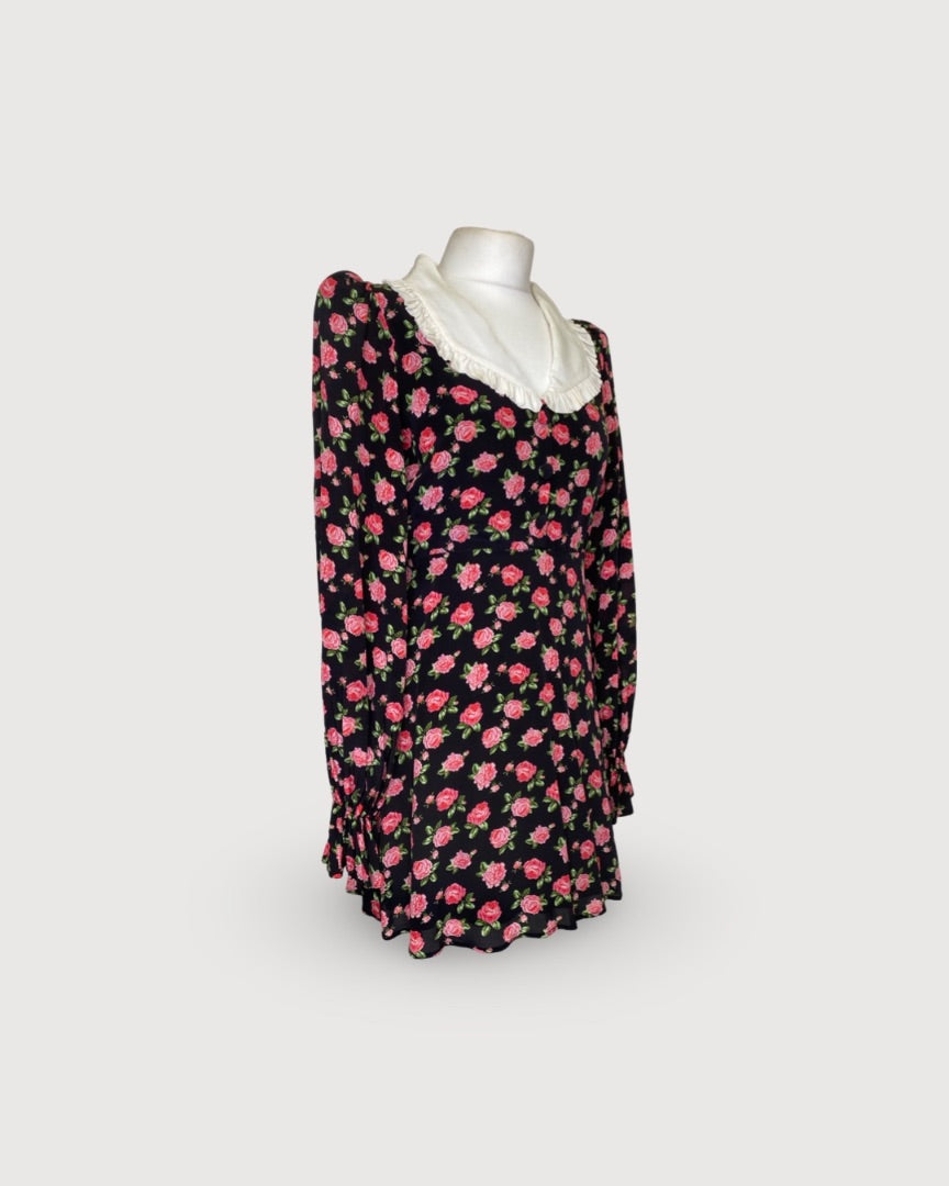 Queens of Archive Floral Mini Dress Black / Pink S