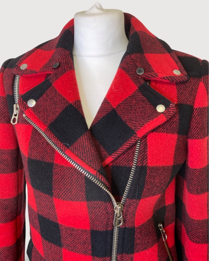 Red / Black Sandro Check Jacket, XS