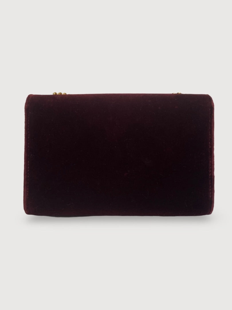 Burgundy YSL velvet Tassle Bag