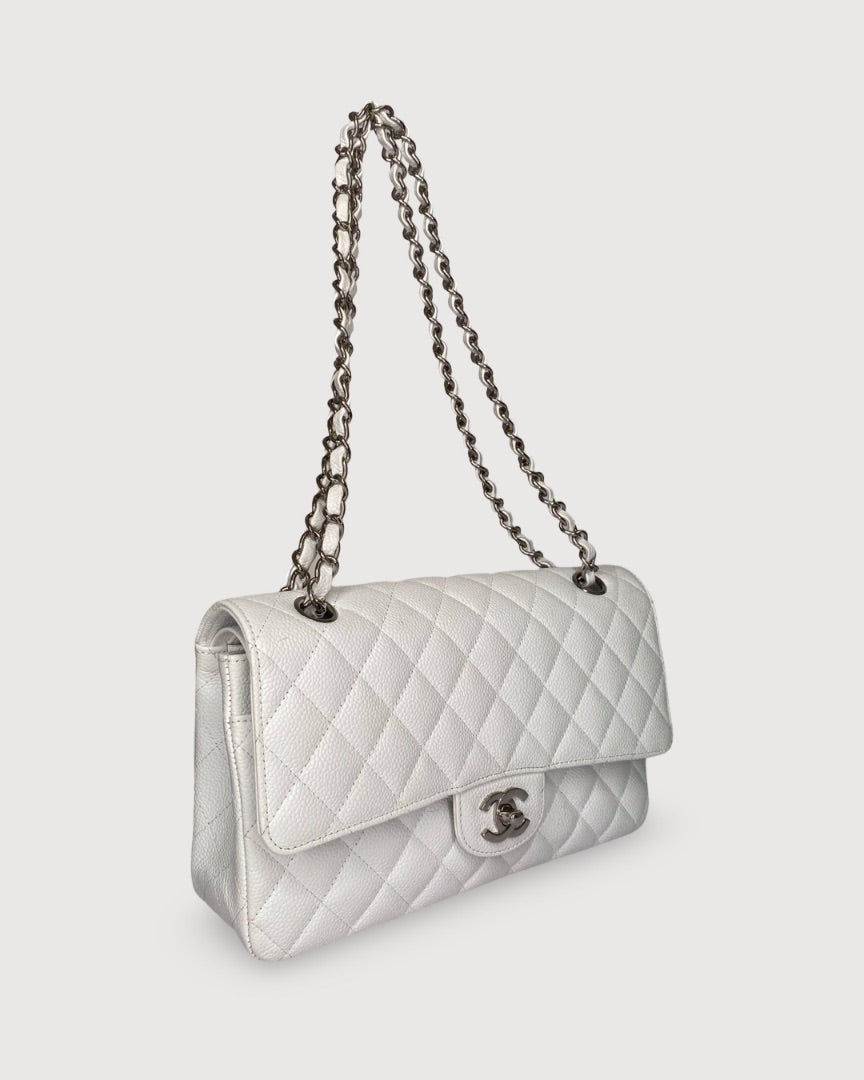 White Chanel Classic Flap