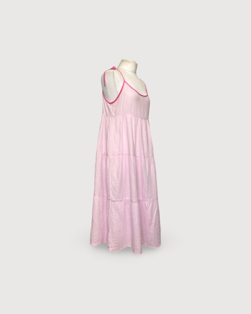 Honorine S/S Dress White/ Pink M