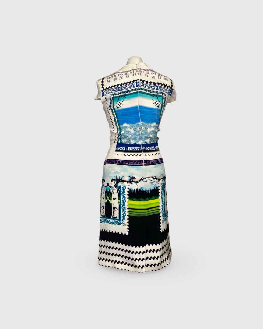 Mary Katrantzou Bird Print Dress Cream 8