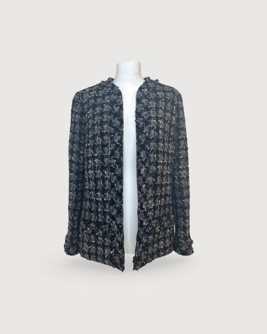 Grey/ Black Chanel Tweed Jacket, M