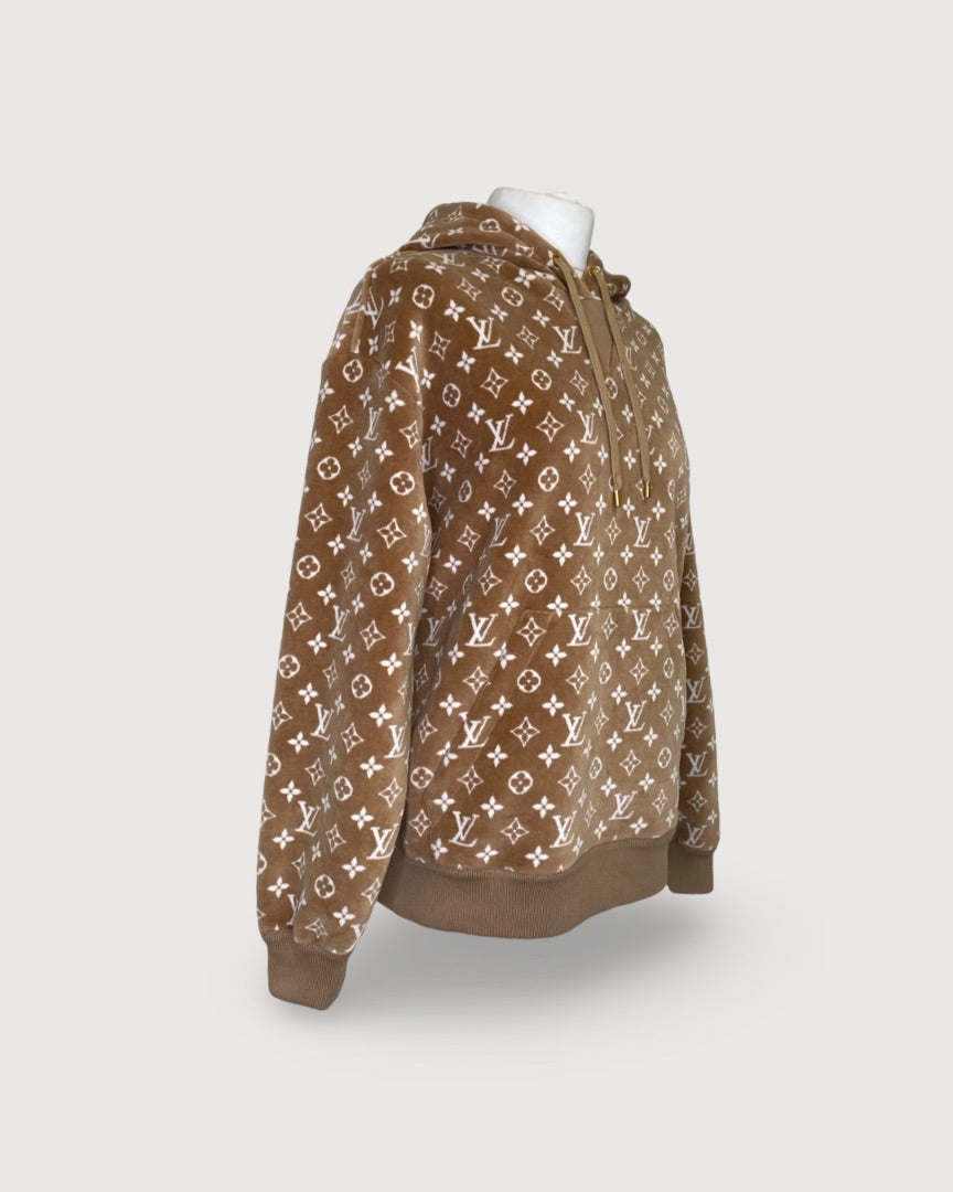 Camel/ Cream Louis Vuitton Monogram Toweling Hoodie, XS