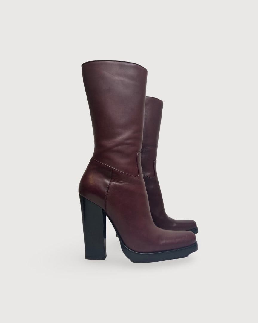 Burgundy Prada 3/4 Boots, 5