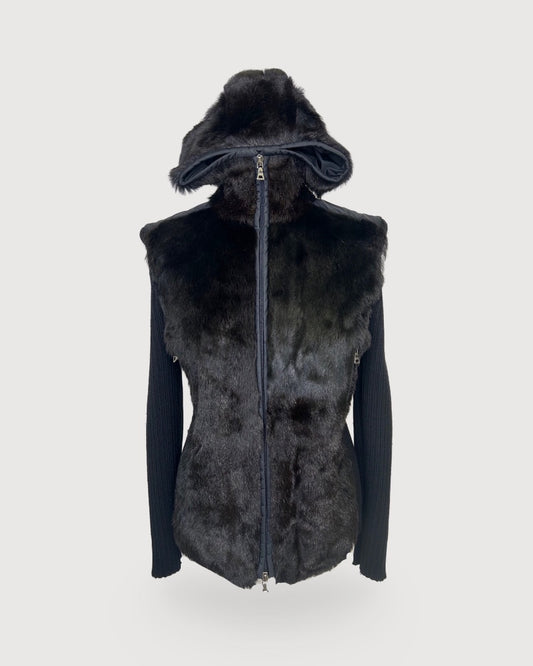 Black Prada Knit fur Hood, 40