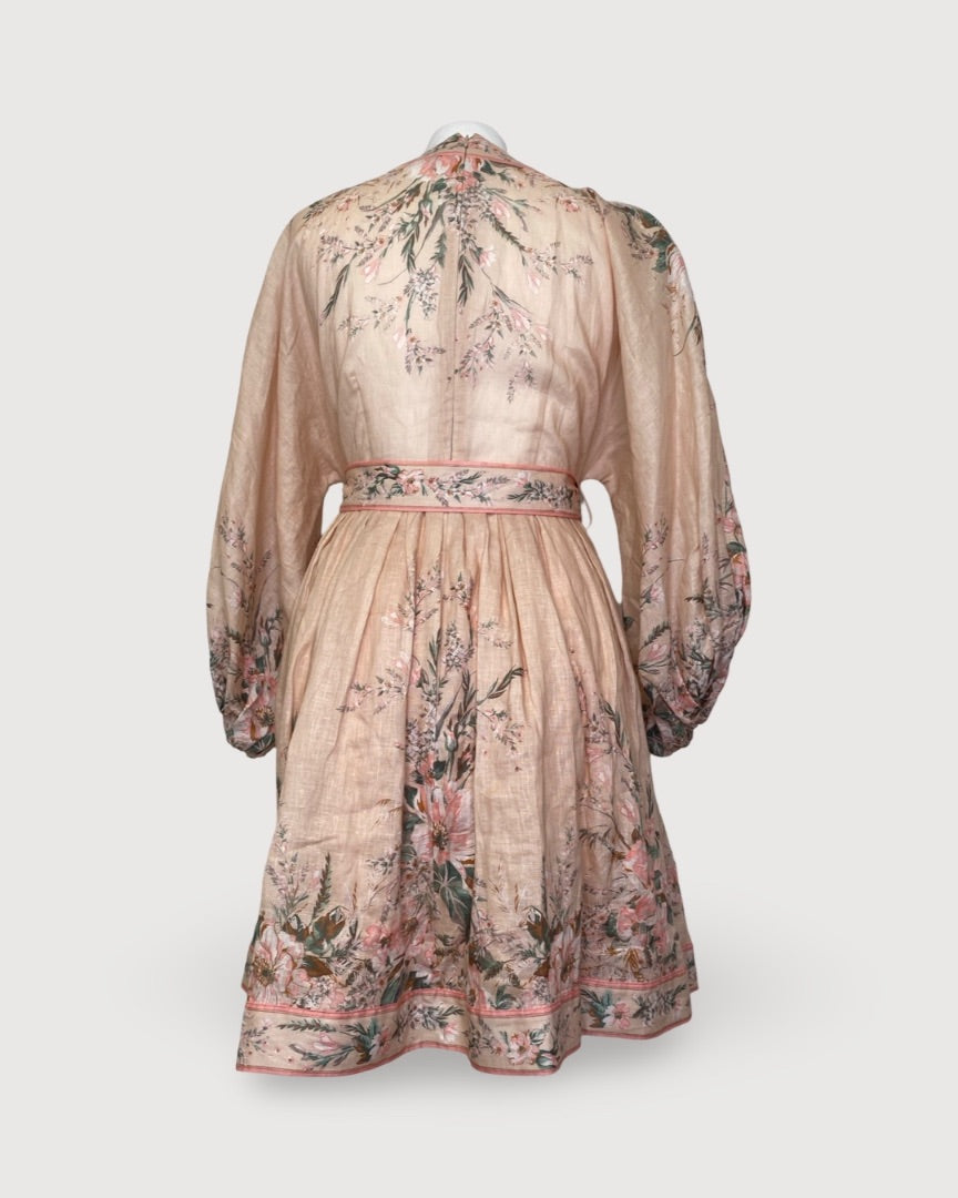 Peach/ Green Zimmerman Floral L/S Dress, S