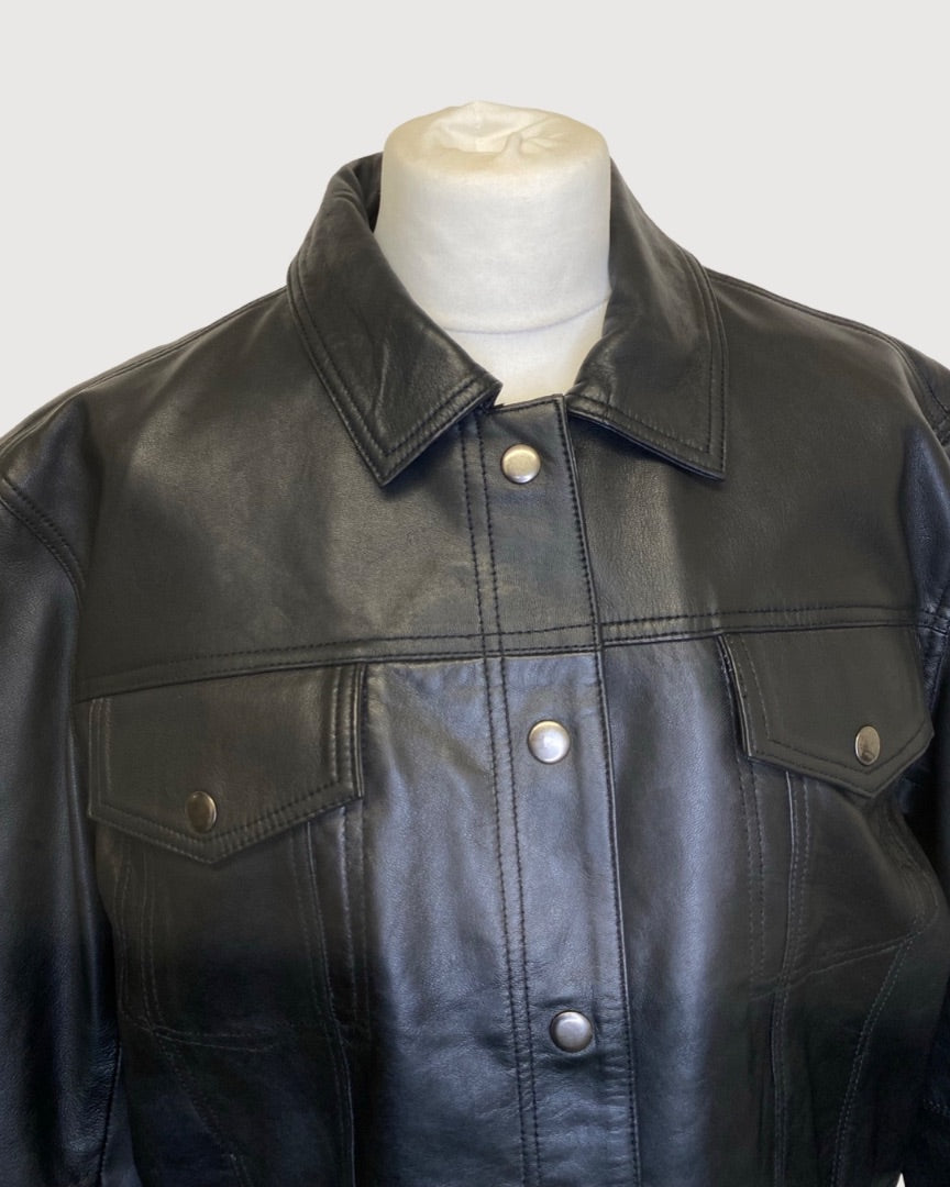 Black Urban Code Leather Jacket, 10