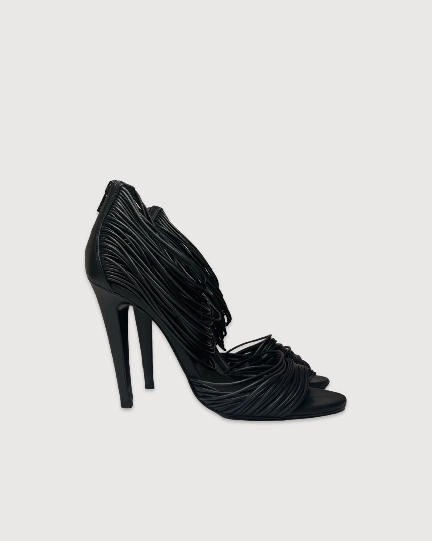 Black Bottega Veneta Strappy Heels, 38