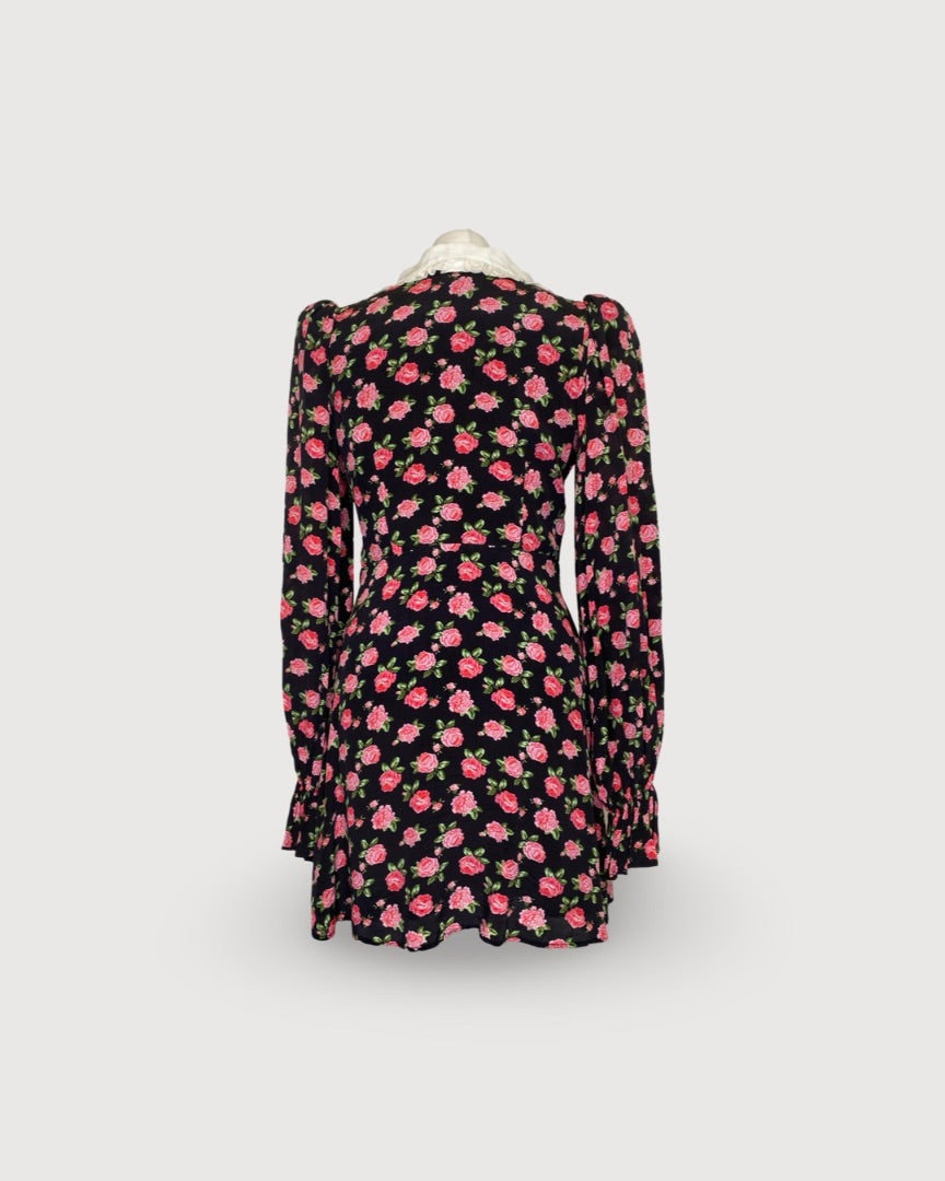 Queens of Archive Floral Mini Dress Black / Pink S
