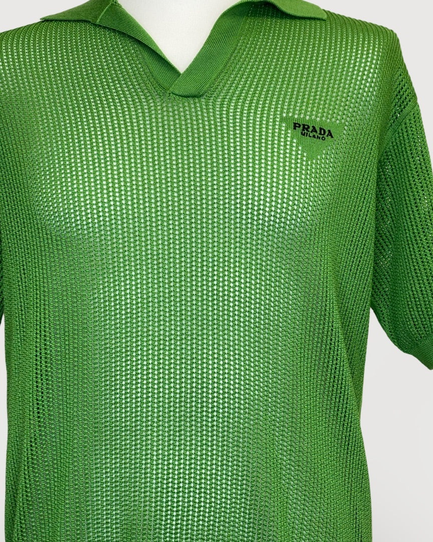 Prada Knit Polo Green M