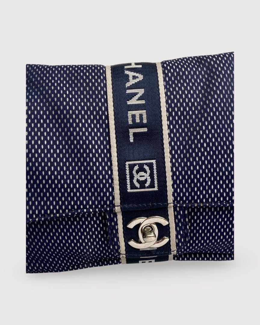 Navy/ Cream Chanel Mesh Sport Flap Bag