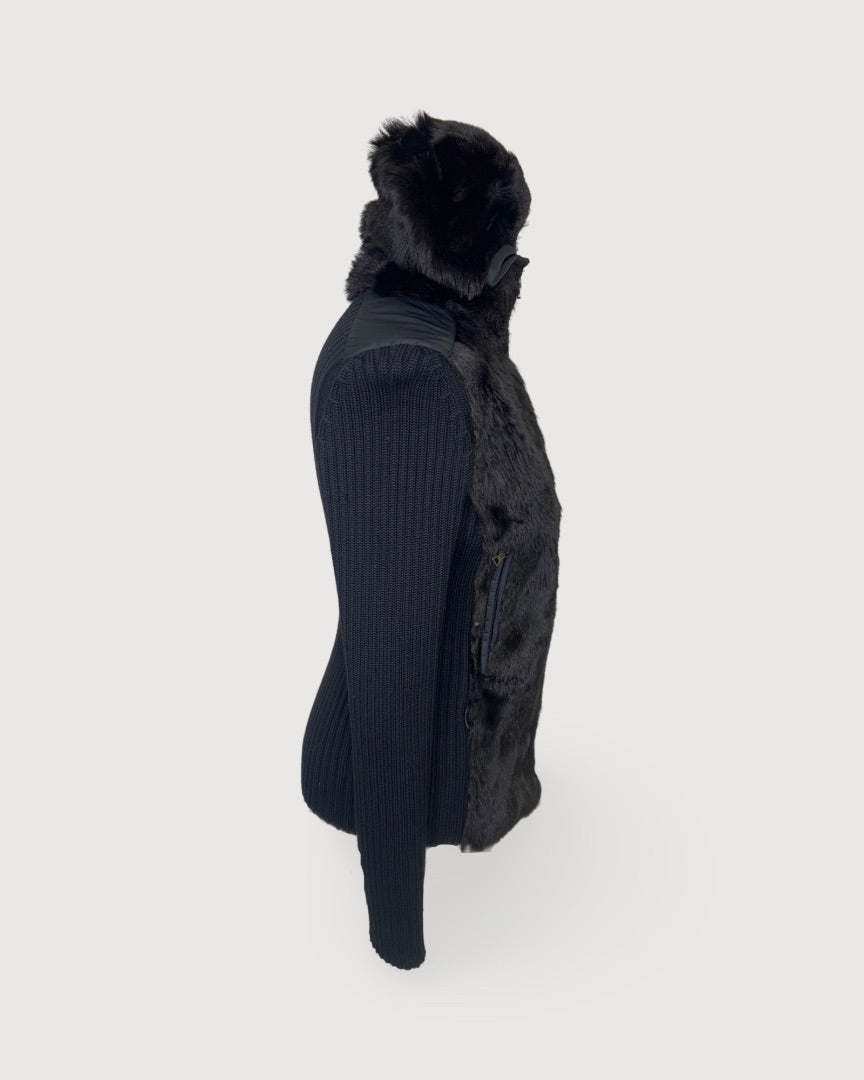 Black Prada Knit fur Hood, 40