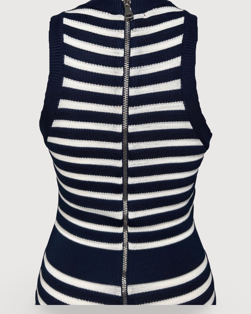 Navy/ White Balmain Stripe S/S Dress, S