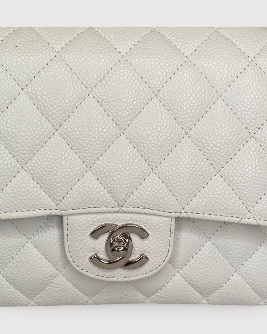 White Chanel Classic Flap