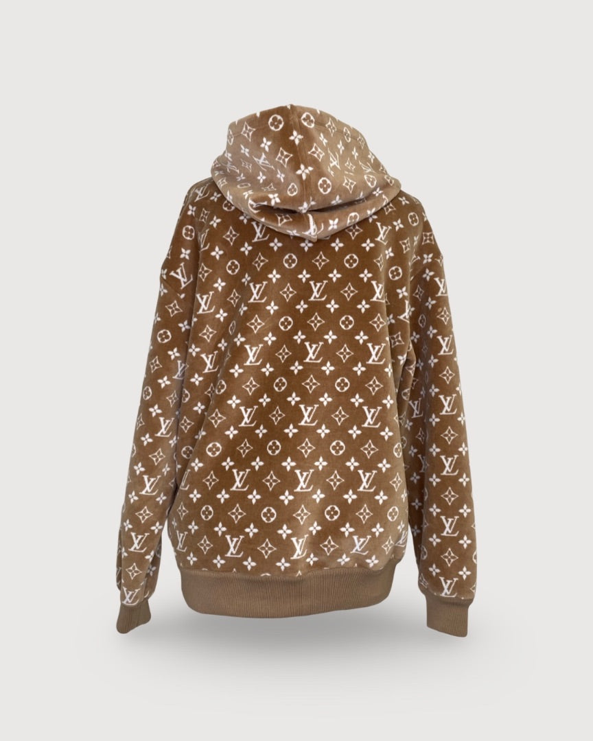 Camel/ Cream Louis Vuitton Monogram Toweling Hoodie, XS