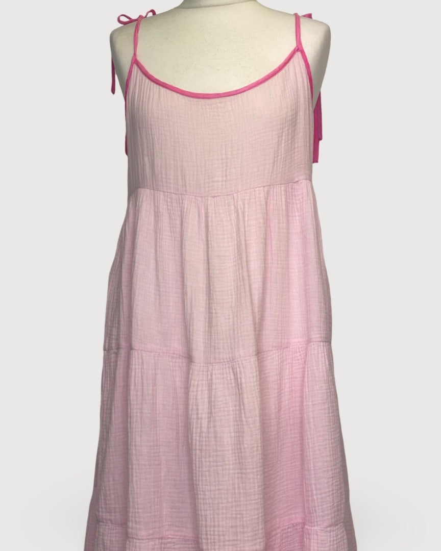 Honorine S/S Dress White/ Pink M