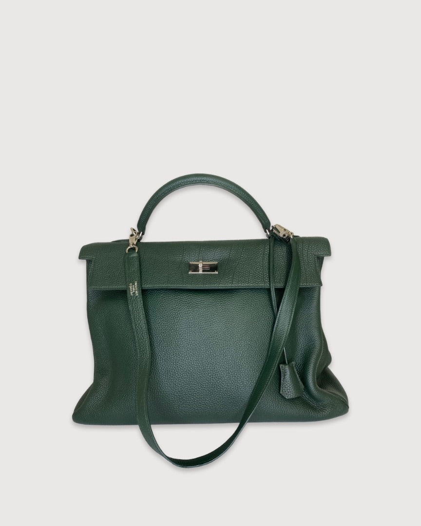 Hermes Kelly 35 Togo Leather with Palladium Hardware Green