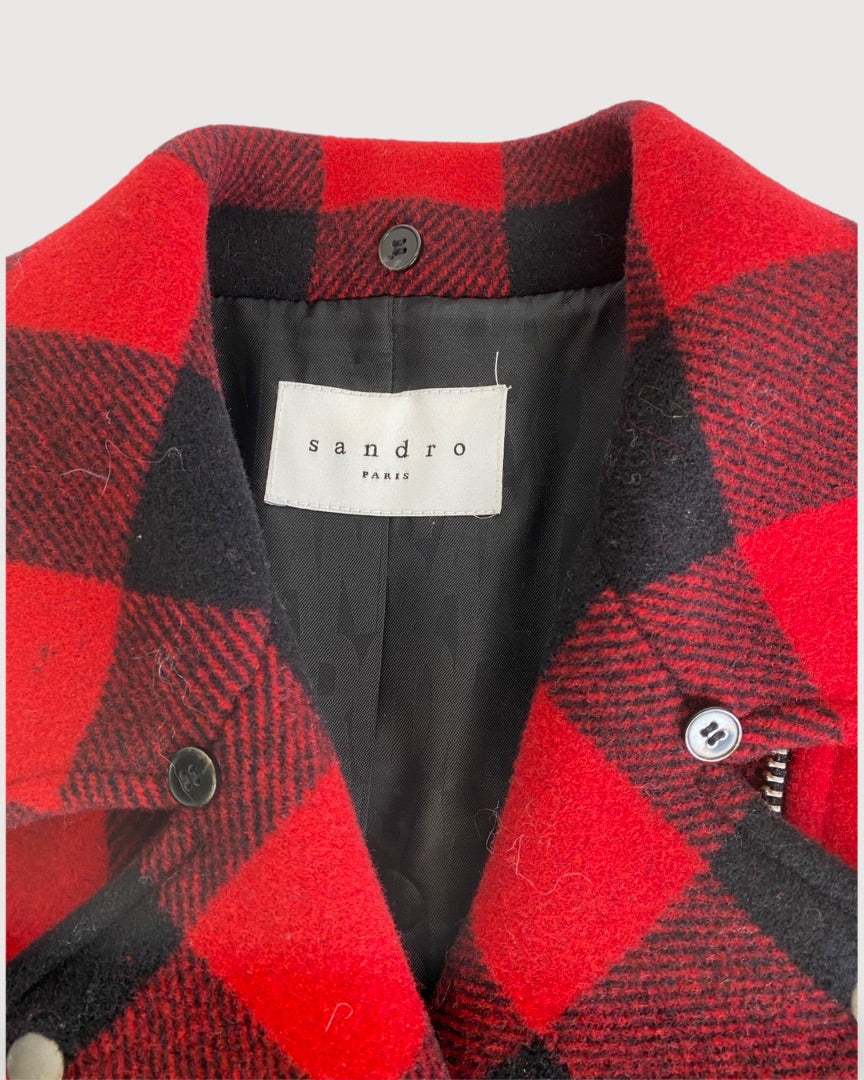 Red / Black Sandro Check Jacket, XS