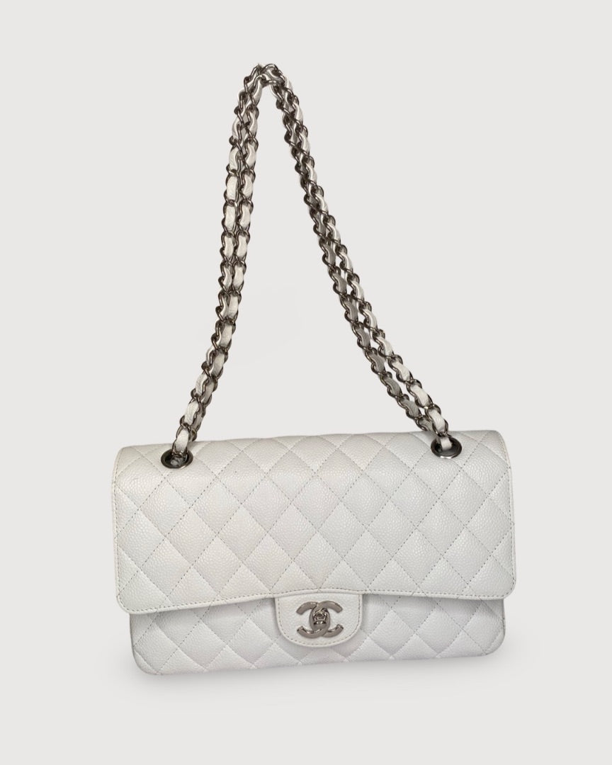 White Chanel Classic Flap
