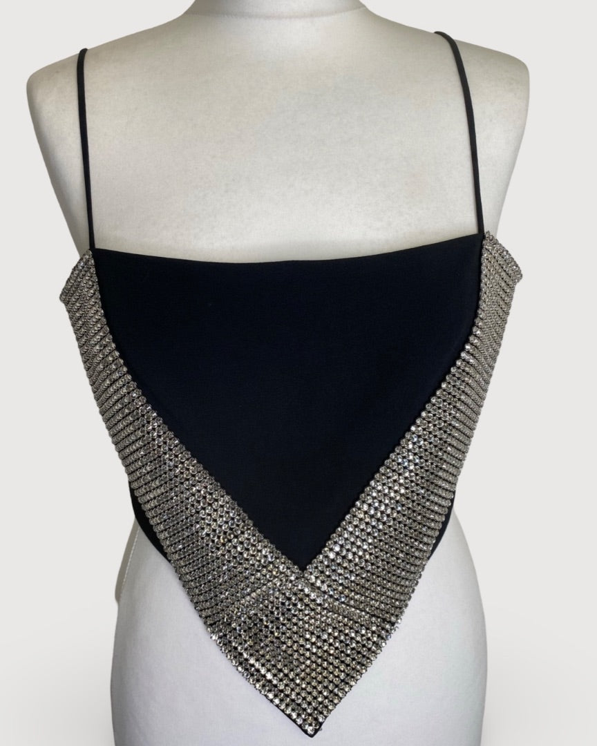 Black David Koma Crystal Embellished Top, 12