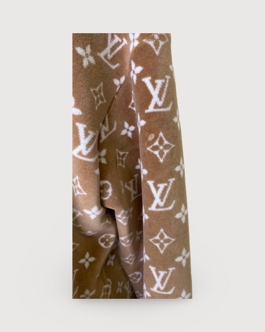 Camel/ Cream Louis Vuitton Monogram Toweling Hoodie, XS