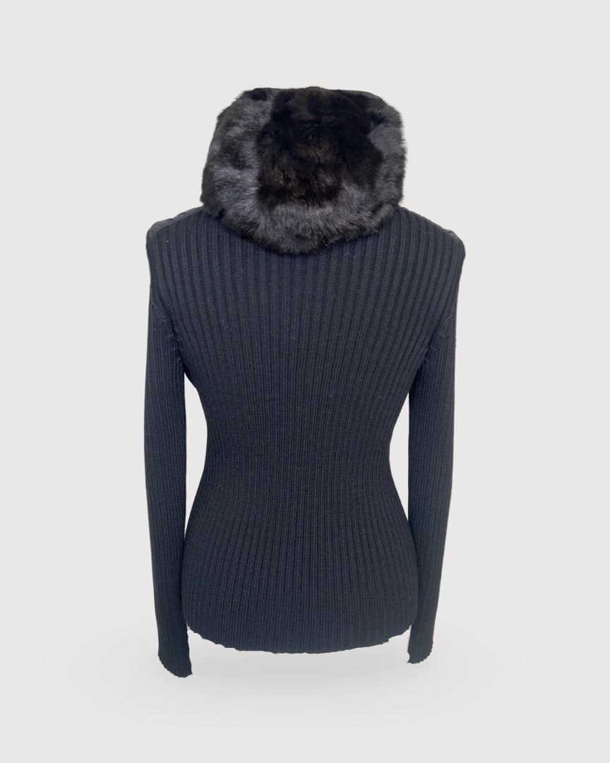 Black Prada Knit fur Hood, 40