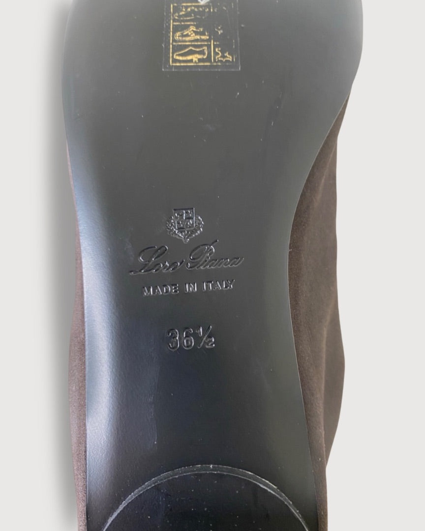 Loro Piana Floaty Nobuck Loafers Brown 36.5