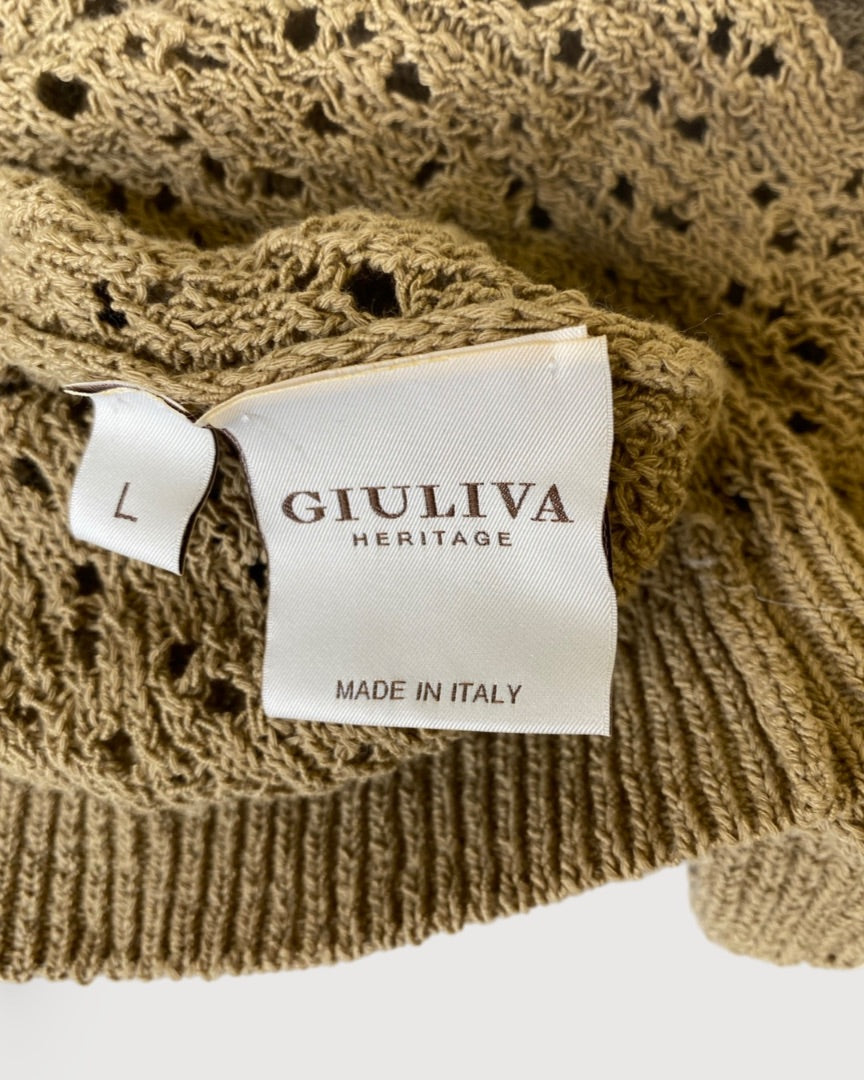 Brown Giuliva Heritage Knit Polo, L