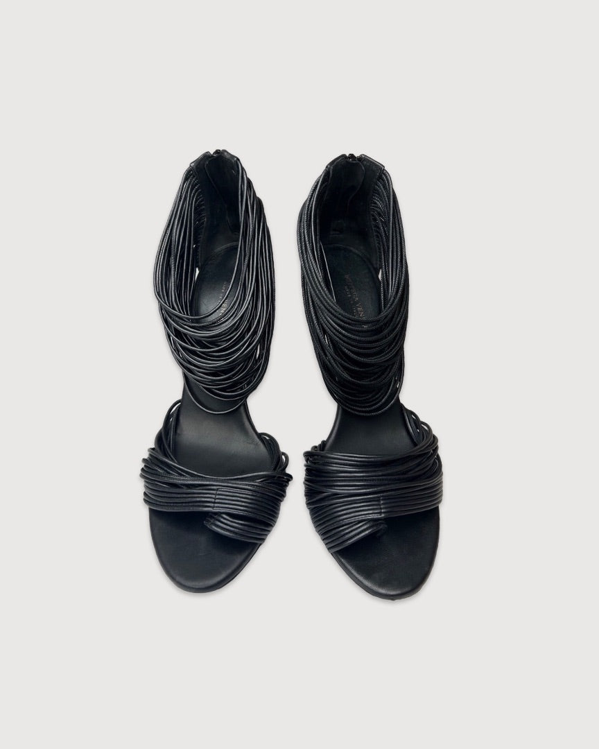 Black Bottega Veneta Strappy Heels, 38