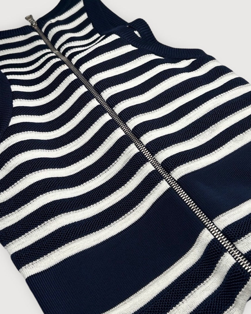 Navy/ White Balmain Stripe S/S Dress, S