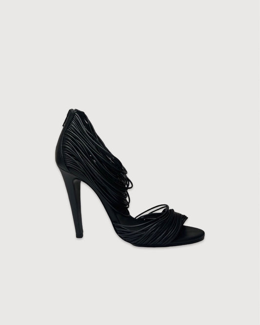 Black Bottega Veneta Strappy Heels, 38