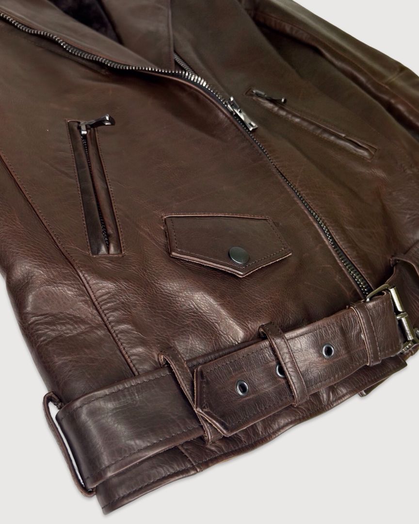 Brown Balmain Jacket leather, 38