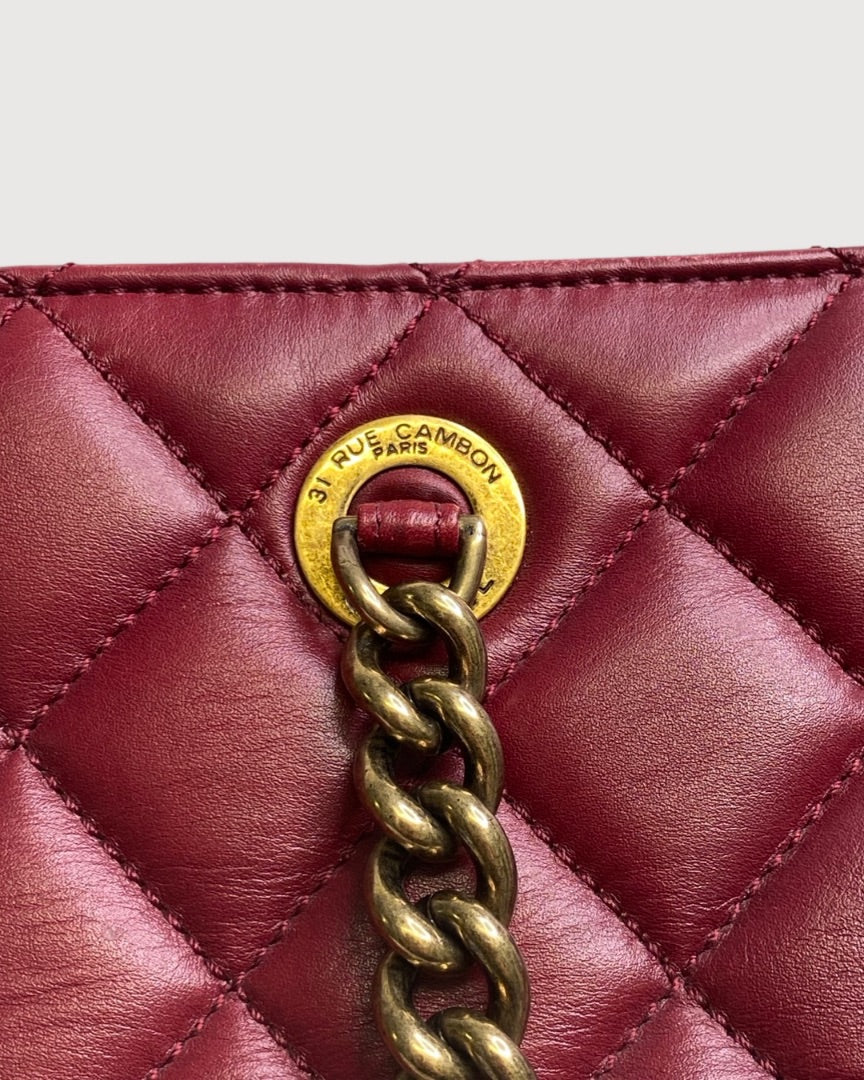 Burgundy Chanel Quilted Tote Bag