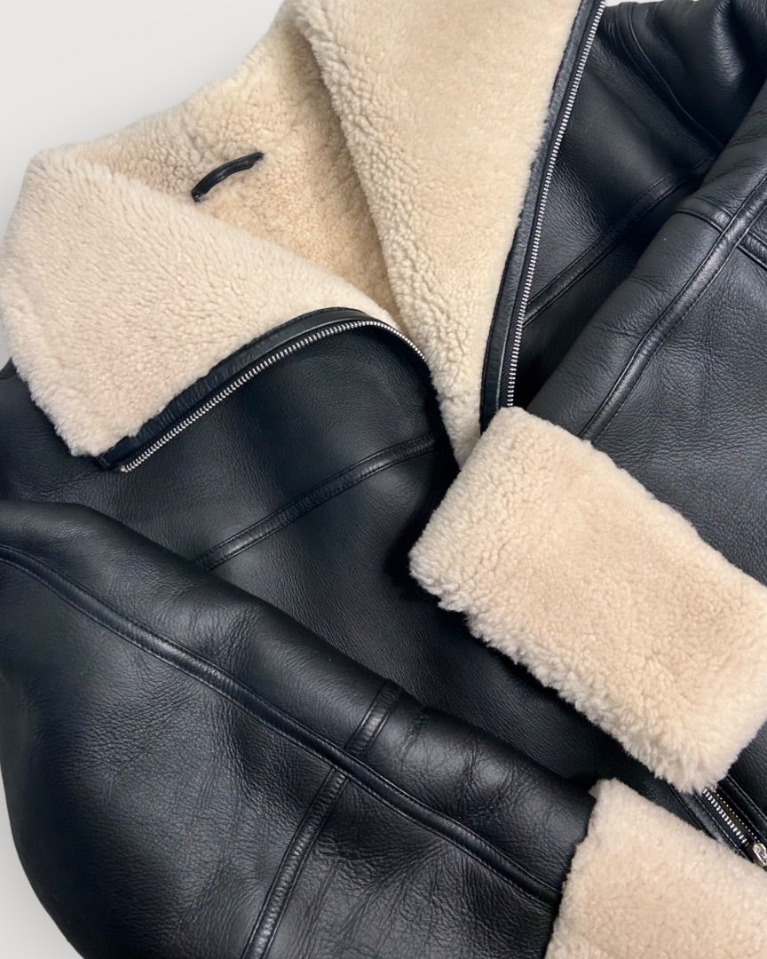 Black/ Cream Toteme Shearling Jacket, M